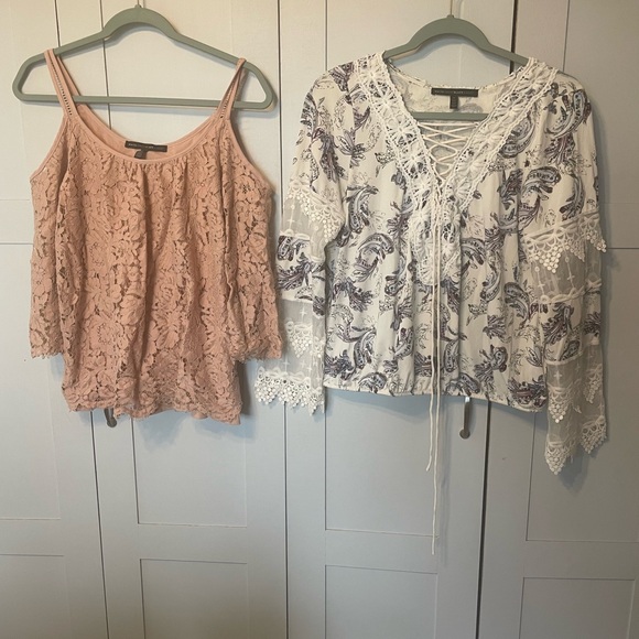 White House Black Market Tops - Bundle 2 White House Black Market Pink Lace Cold Shoulder Top & Lacy design.